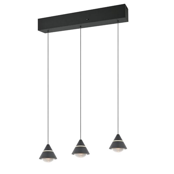 Lámpara de techo 3 luces LED ROMEO, 21W 2100lm, DIP SWITCH 2300+3000+4000K IP20 Negro