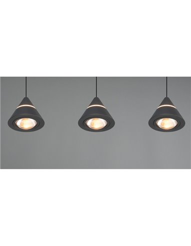 Lámpara de techo 3 luces LED ROMEO, 21W 2100lm, DIP SWITCH 2300+3000+4000K IP20 Negro