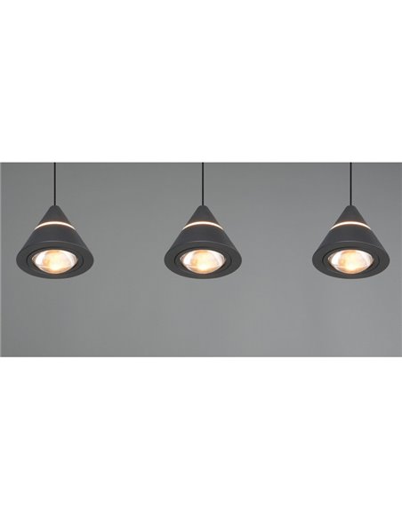 Lámpara de techo 3 luces LED ROMEO, 21W 2100lm, DIP SWITCH 2300+3000+4000K IP20 Negro