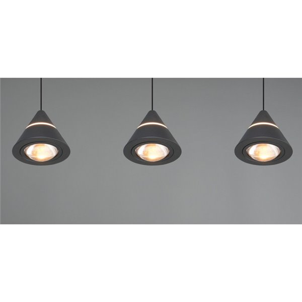 Lámpara de techo 3 luces LED ROMEO, 21W 2100lm, DIP SWITCH 2300+3000+4000K IP20 Negro