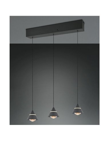 Lámpara de techo 3 luces LED ROMEO, 21W 2100lm, DIP SWITCH 2300+3000+4000K IP20 Negro