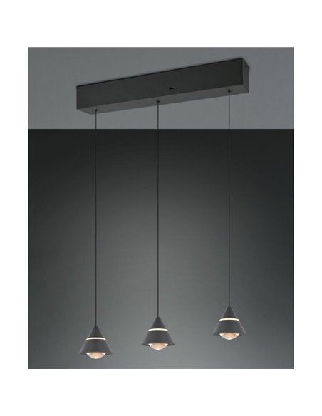 Lámpara de techo 3 luces LED ROMEO, 21W 2100lm, DIP SWITCH 2300+3000+4000K IP20 Negro