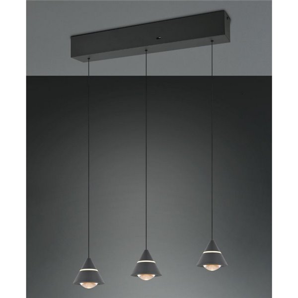 Lámpara de techo 3 luces LED ROMEO, 21W 2100lm, DIP SWITCH 2300+3000+4000K IP20 Negro