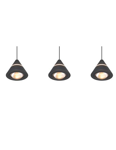 Lámpara de techo 3 luces LED ROMEO, 21W 2100lm, DIP SWITCH 2300+3000+4000K IP20 Negro