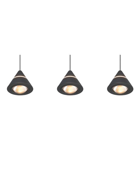 Lámpara de techo 3 luces LED ROMEO, 21W 2100lm, DIP SWITCH 2300+3000+4000K IP20 Negro