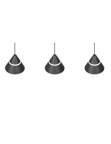 Lámpara de techo 3 luces LED ROMEO, 21W 2100lm, DIP SWITCH 2300+3000+4000K IP20 Negro
