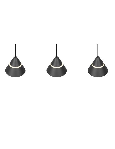 Lámpara de techo 3 luces LED ROMEO, 21W 2100lm, DIP SWITCH 2300+3000+4000K IP20 Negro