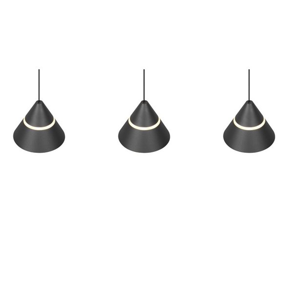Lámpara de techo 3 luces LED ROMEO, 21W 2100lm, DIP SWITCH 2300+3000+4000K IP20 Negro