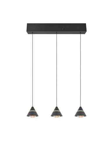 Lámpara de techo 3 luces LED ROMEO, 21W 2100lm, DIP SWITCH 2300+3000+4000K IP20 Negro