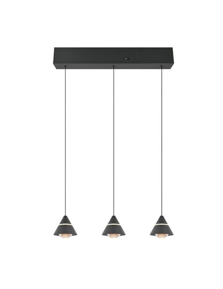 Lámpara de techo 3 luces LED ROMEO, 21W 2100lm, DIP SWITCH 2300+3000+4000K IP20 Negro