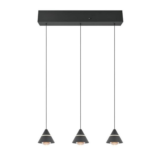 Lámpara de techo 3 luces LED ROMEO, 21W 2100lm, DIP SWITCH 2300+3000+4000K IP20 Negro