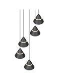 Lámpara colgante con 5 luces LED ROMEO 35W 3500lm DIP SWITCH 2300+3000+4000K IP20 Negro