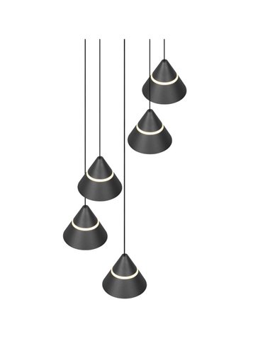 Lámpara colgante con 5 luces LED ROMEO 35W 3500lm DIP SWITCH 2300+3000+4000K IP20 Negro