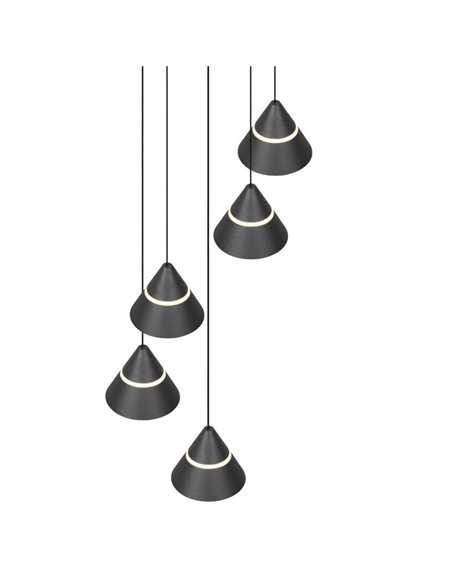 Lámpara colgante con 5 luces LED ROMEO 35W 3500lm DIP SWITCH 2300+3000+4000K IP20 Negro