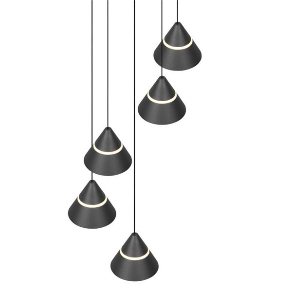 Lámpara colgante con 5 luces LED ROMEO 35W 3500lm DIP SWITCH 2300+3000+4000K IP20 Negro