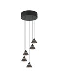 Lámpara colgante con 5 luces LED ROMEO 35W 3500lm DIP SWITCH 2300+3000+4000K IP20 Negro