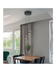 Luminária pendente com 5 luzes LED ROMEO 35W 3500lm DIP SWITCH 2300+3000+4000K IP20 Preto 2