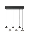 Plafonnier LED ROMEO, 6 lumières, 42 W, 4 200 lm, interrupteur DIP, 2 300 + 3 000 + 4 000 K, IP20, noir