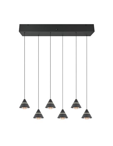 Lámpara de techo LED ROMEO 6 luces, 42W 4200lm DIP SWITCH 2300+3000+4000K IP20 Negro