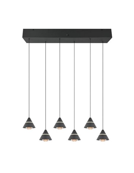 Luminária de teto LED ROMEO, 6 luzes, 42 W, 4200 lm, interruptor DIP, 2300+3000+4000 K, IP20, preta