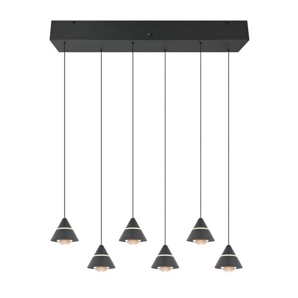 Luminária de teto LED ROMEO, 6 luzes, 42 W, 4200 lm, interruptor DIP, 2300+3000+4000 K, IP20, preta