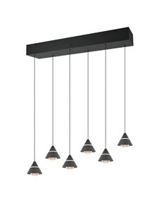 Plafonnier LED ROMEO, 6 lumières, 42 W, 4 200 lm, interrupteur DIP, 2 300 + 3 000 + 4 000 K, IP20, noir