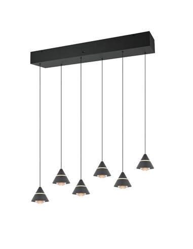 Lámpara de techo LED ROMEO 6 luces, 42W 4200lm DIP SWITCH 2300+3000+4000K IP20 Negro