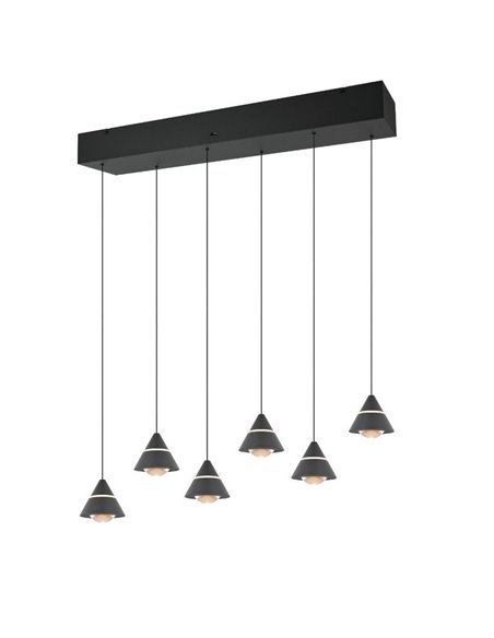 Lámpara de techo LED ROMEO 6 luces, 42W 4200lm DIP SWITCH 2300+3000+4000K IP20 Negro