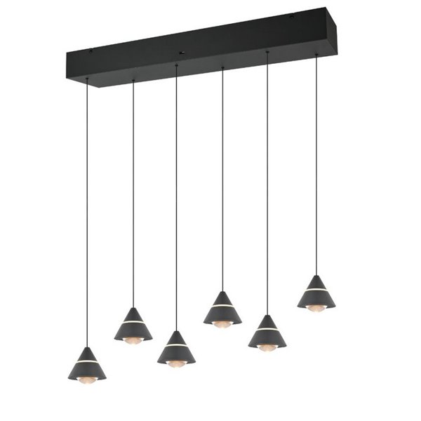 Luminária de teto LED ROMEO, 6 luzes, 42 W, 4200 lm, interruptor DIP, 2300+3000+4000 K, IP20, preta