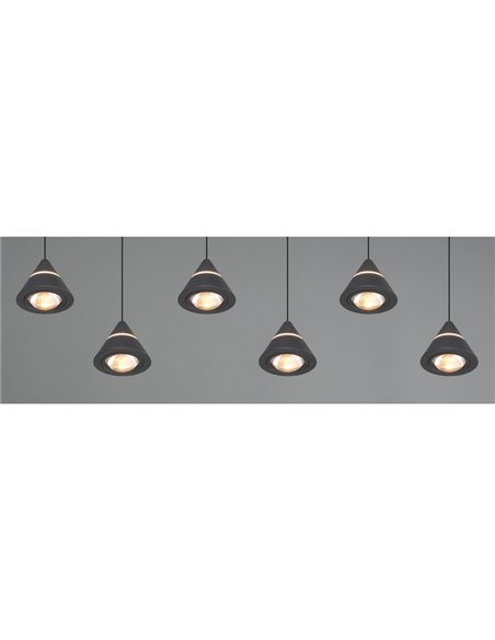 Lámpara de techo LED ROMEO 6 luces, 42W 4200lm DIP SWITCH 2300+3000+4000K IP20 Negro