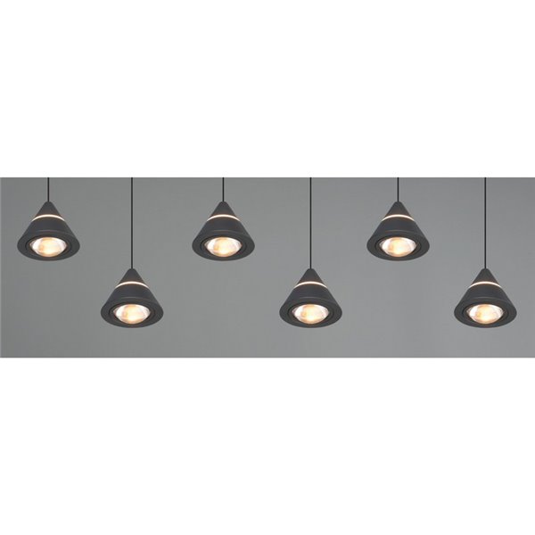 Luminária de teto LED ROMEO, 6 luzes, 42 W, 4200 lm, interruptor DIP, 2300+3000+4000 K, IP20, preta