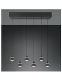 Plafonnier LED ROMEO, 6 lumières, 42 W, 4 200 lm, interrupteur DIP, 2 300 + 3 000 + 4 000 K, IP20, noir
