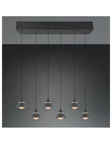 Lámpara de techo LED ROMEO 6 luces, 42W 4200lm DIP SWITCH 2300+3000+4000K IP20 Negro