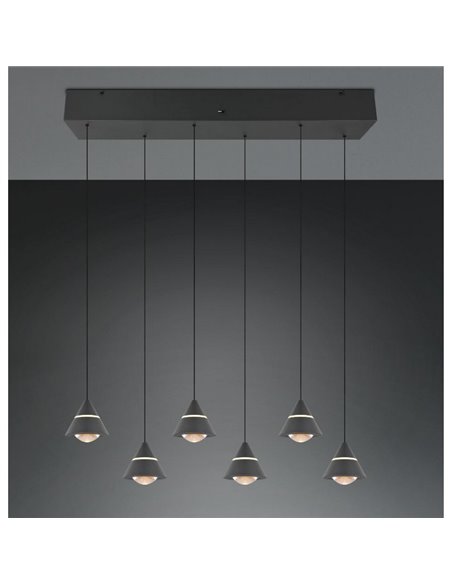 Lámpara de techo LED ROMEO 6 luces, 42W 4200lm DIP SWITCH 2300+3000+4000K IP20 Negro