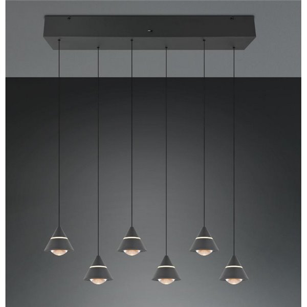 Lámpara de techo LED ROMEO 6 luces, 42W 4200lm DIP SWITCH 2300+3000+4000K IP20 Negro