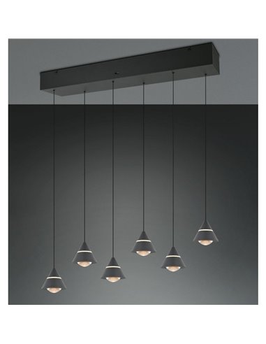 Lámpara de techo LED ROMEO 6 luces, 42W 4200lm DIP SWITCH 2300+3000+4000K IP20 Negro