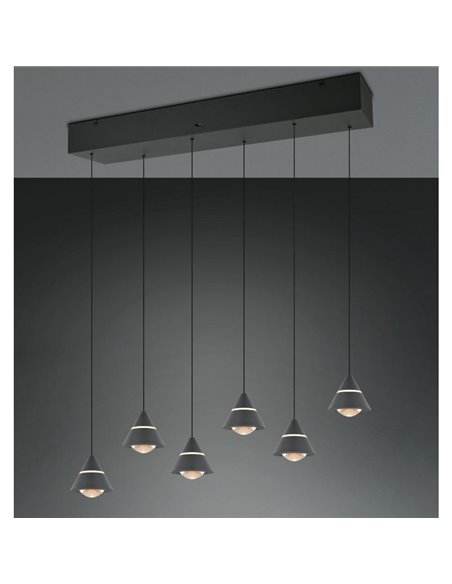 Luminária de teto LED ROMEO, 6 luzes, 42 W, 4200 lm, interruptor DIP, 2300+3000+4000 K, IP20, preta