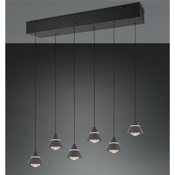 Lámpara de techo LED ROMEO 6 luces, 42W 4200lm DIP SWITCH 2300+3000+4000K IP20 Negro