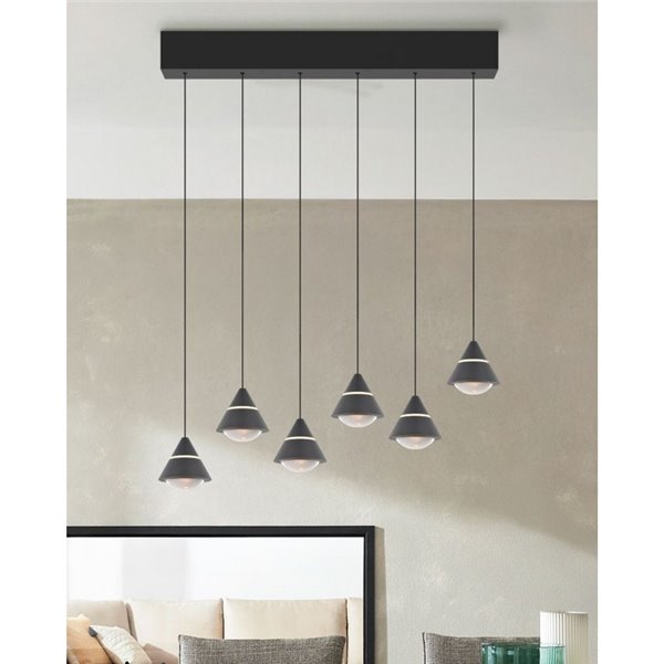 Lámpara de techo LED ROMEO 6 luces, 42W 4200lm DIP SWITCH 2300+3000+4000K IP20 Negro