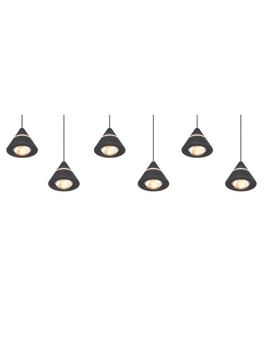 Luminária de teto LED ROMEO, 6 luzes, 42 W, 4200 lm, interruptor DIP, 2300+3000+4000 K, IP20, preta