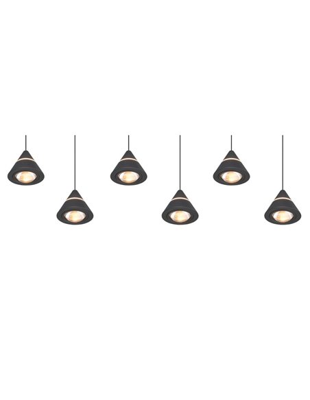 Luminária de teto LED ROMEO, 6 luzes, 42 W, 4200 lm, interruptor DIP, 2300+3000+4000 K, IP20, preta