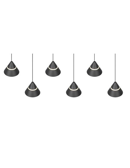Lámpara de techo LED ROMEO 6 luces, 42W 4200lm DIP SWITCH 2300+3000+4000K IP20 Negro