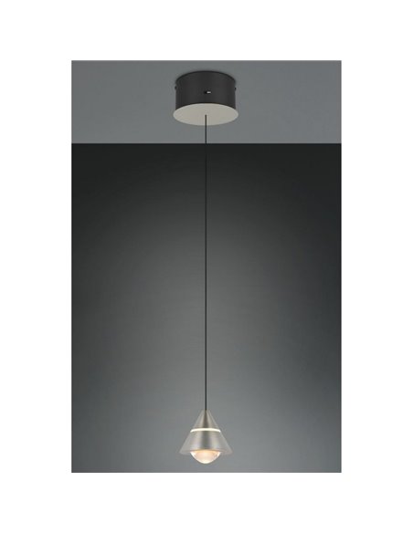 Plafonnier LED ROMEO, 1 lumière, hauteur réglable, 7 W, 700 lm, 2 300 + 3 000 + 4 000 K, IP20, gris