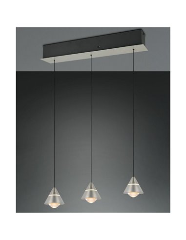 Lámpara de techo 3 luces LED ROMEO, 21W 2100lm, DIP SWITCH 2300+3000+4000K IP20 Gris