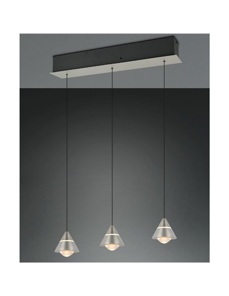 Lámpara de techo 3 luces LED ROMEO, 21W 2100lm, DIP SWITCH 2300+3000+4000K IP20 Gris
