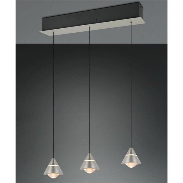 Lámpara de techo 3 luces LED ROMEO, 21W 2100lm, DIP SWITCH 2300+3000+4000K IP20 Gris