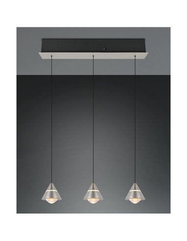 Lámpara de techo 3 luces LED ROMEO, 21W 2100lm, DIP SWITCH 2300+3000+4000K IP20 Gris