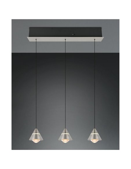 Lámpara de techo 3 luces LED ROMEO, 21W 2100lm, DIP SWITCH 2300+3000+4000K IP20 Gris