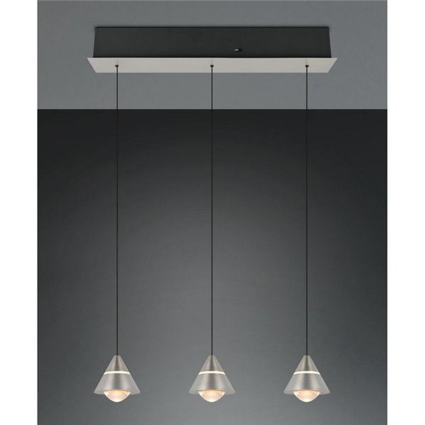 Lámpara de techo 3 luces LED ROMEO, 21W 2100lm, DIP SWITCH 2300+3000+4000K IP20 Gris