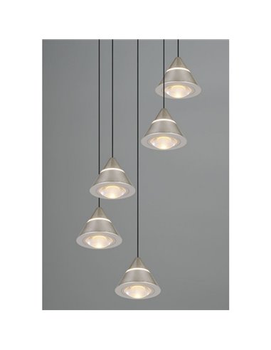 Luminária pendente com 5 luzes LED ROMEO 35W 3500lm DIP SWITCH 2300+3000+4000K IP20 Cinza